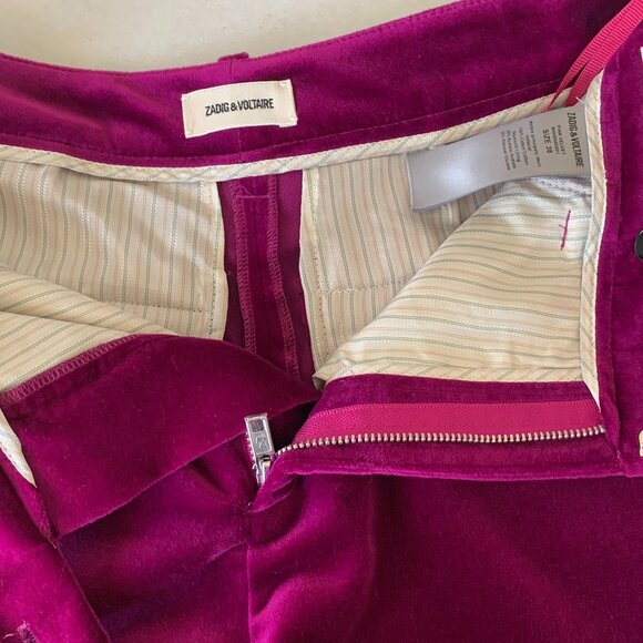 Zadig & Voltaire Magenta Velvet Shorts - Picture 6 of 7